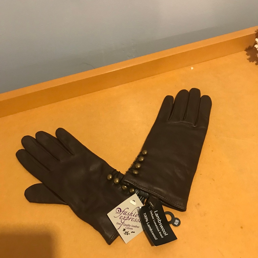 Brown Fashion Expression Lambswool Leather Gloves
